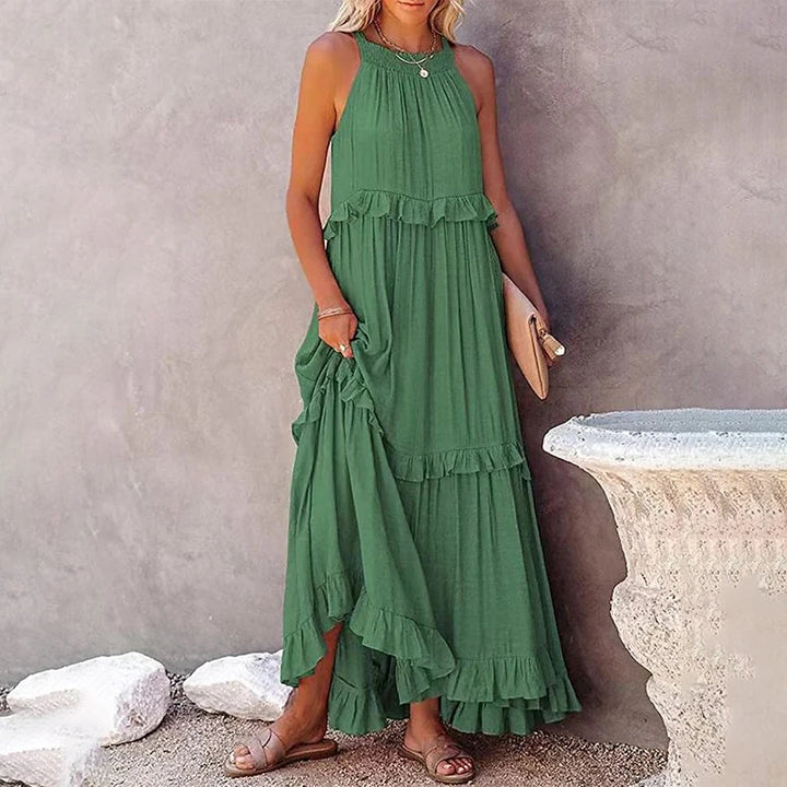 Wilhelmina | Ruffle Tiered Halter Maxi Dress