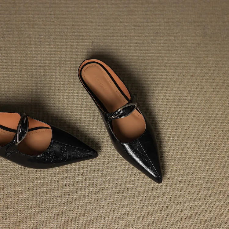 Regine | Pointed Mules with Buckle