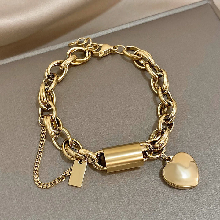 Chunky Heart Charm Bracelet