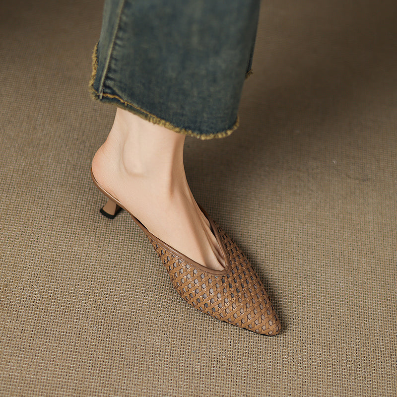 Maria | Pointed Woven Mules