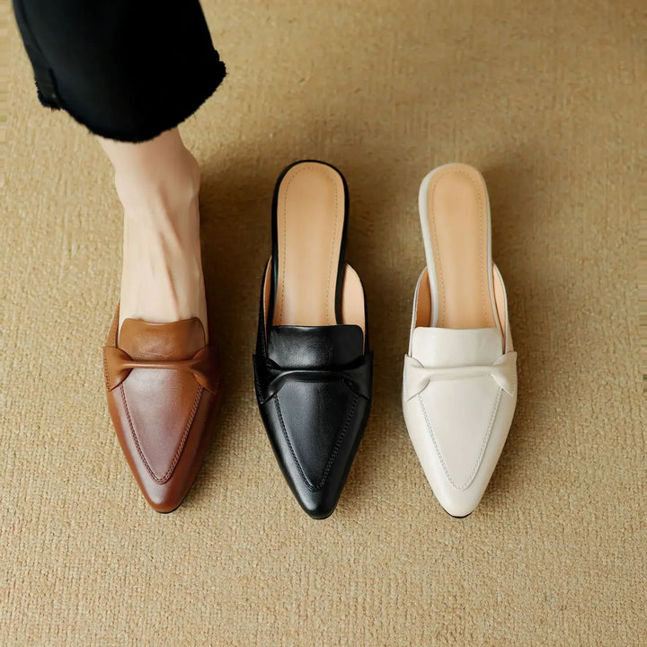 Marcella | Pointed Mules with Bow
