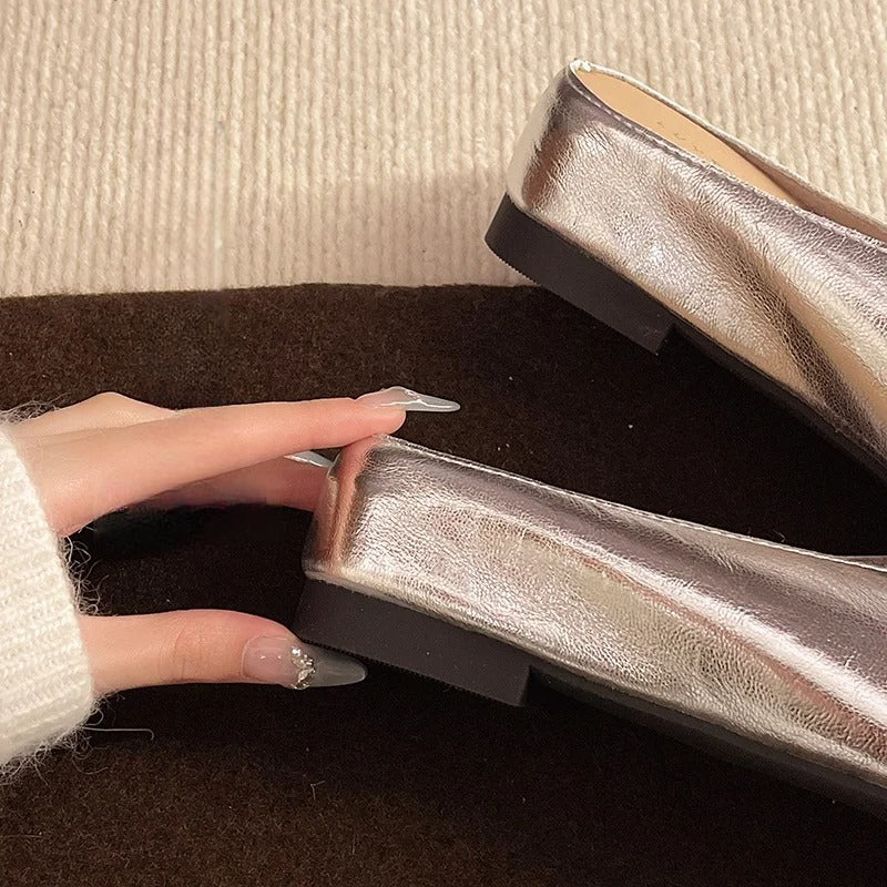 Beatrice | Metallic Mules with Square Toe