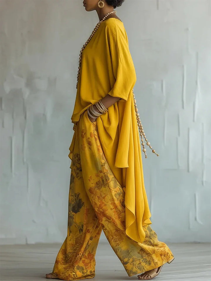 Odile | Extended Top & Printed Wide-Leg Trousers Set