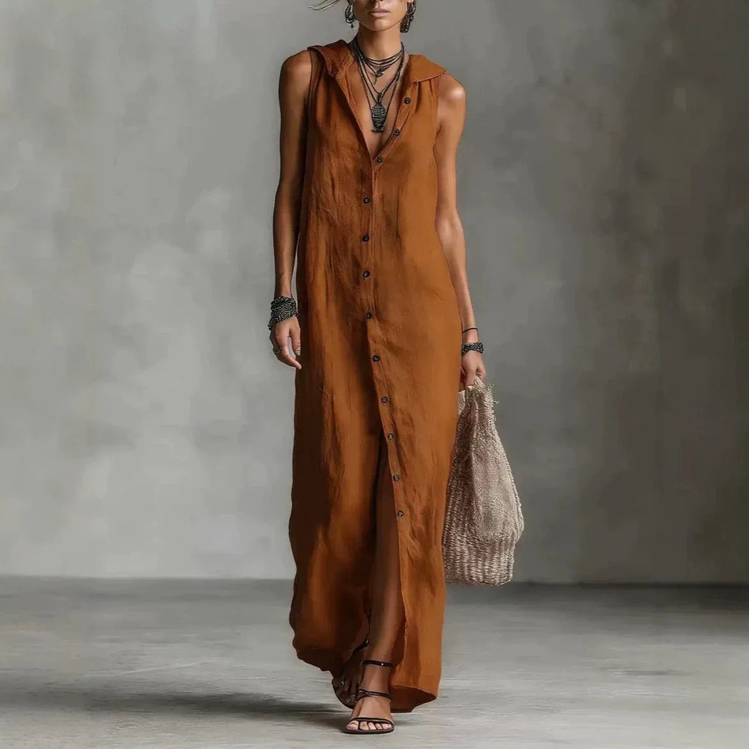 Adeline | Sleeveless Button-Front Maxi Dress