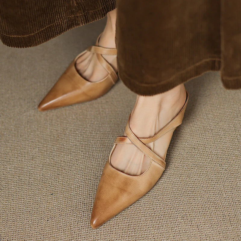 Carmela | Pointed Mules with Crossed Straps