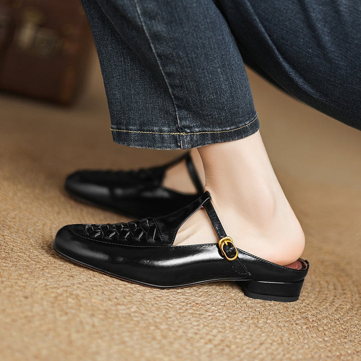 Riza | Woven Mules with Strap