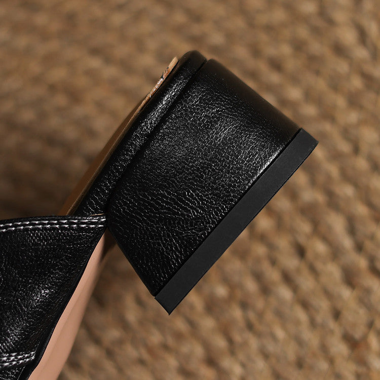 Carolina | Mules with Strap and Square Toe