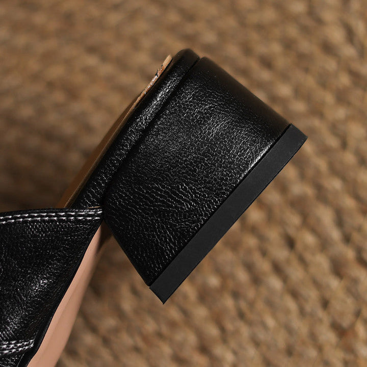 Carolina | Mules with Strap and Square Toe