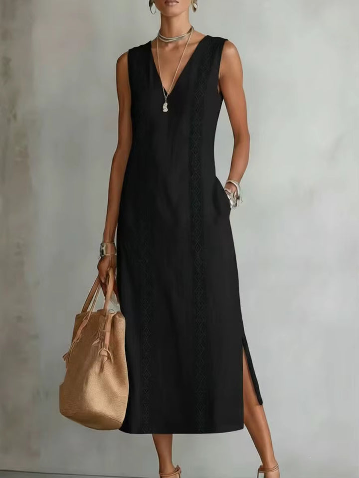 Simone | Halter Neck Maxi Dress with Side Slit