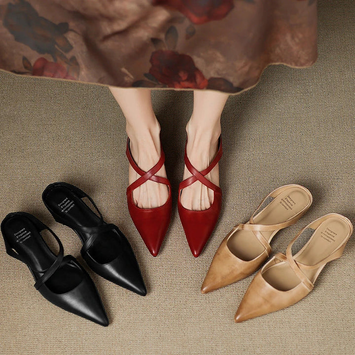 Carmela | Pointed Mules with Crossed Straps