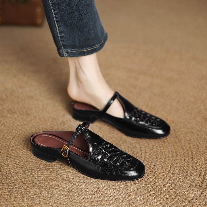 Riza | Woven Mules with Strap
