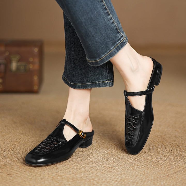 Riza | Woven Mules with Strap