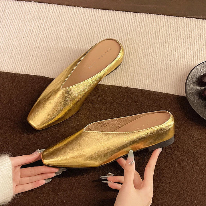 Beatrice | Metallic Mules with Square Toe
