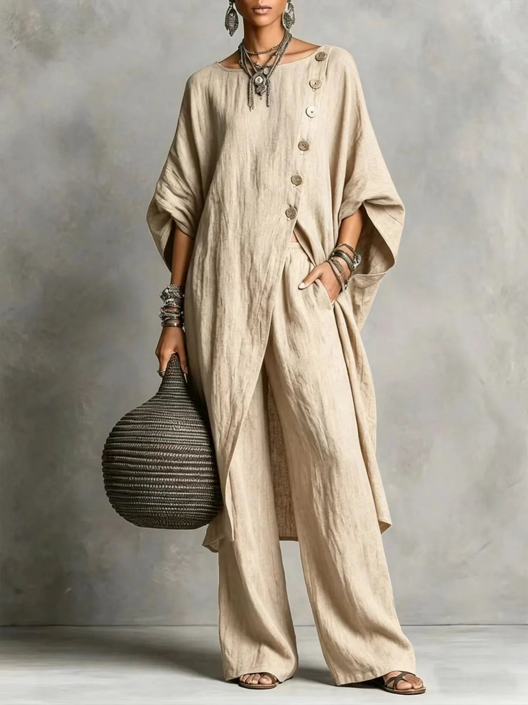 Romy | Two-Piece Tunic and Wide Trousers Set