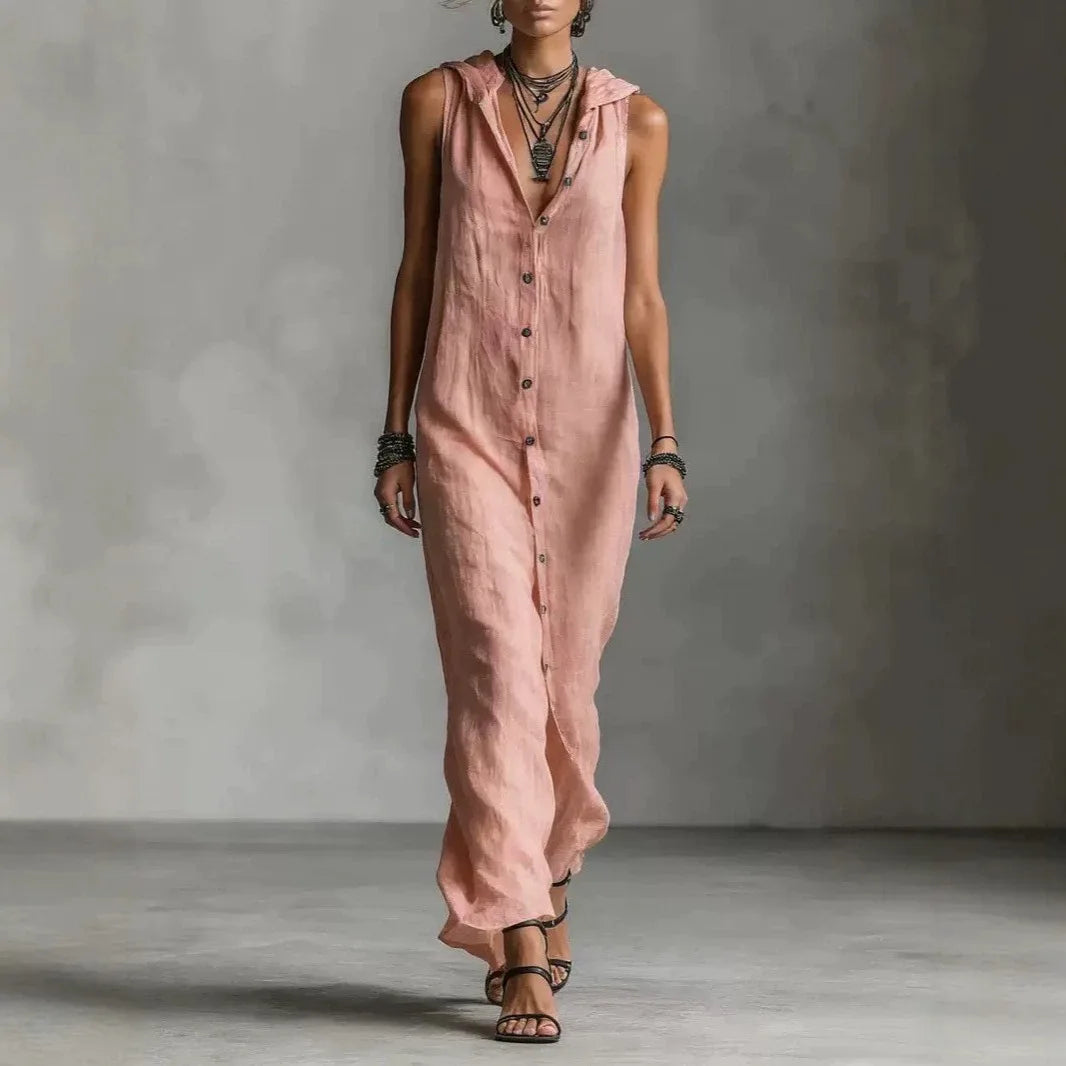 Adeline | Sleeveless Button-Front Maxi Dress