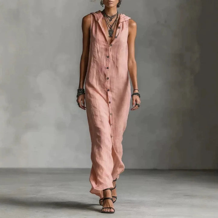 Adeline | Sleeveless Button-Front Maxi Dress