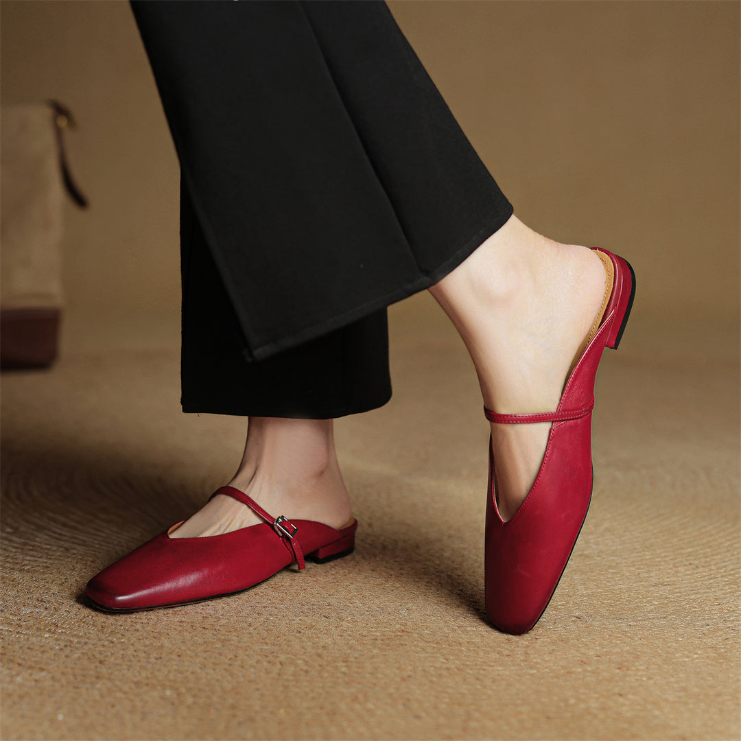 Carol | Mary Jane Mules with Square Toe