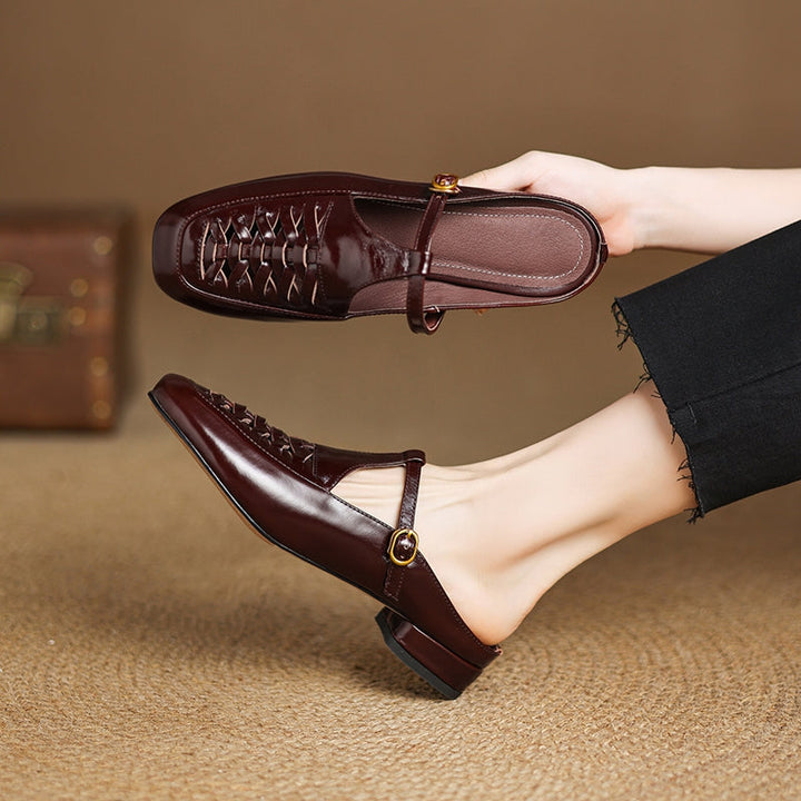 Riza | Woven Mules with Strap