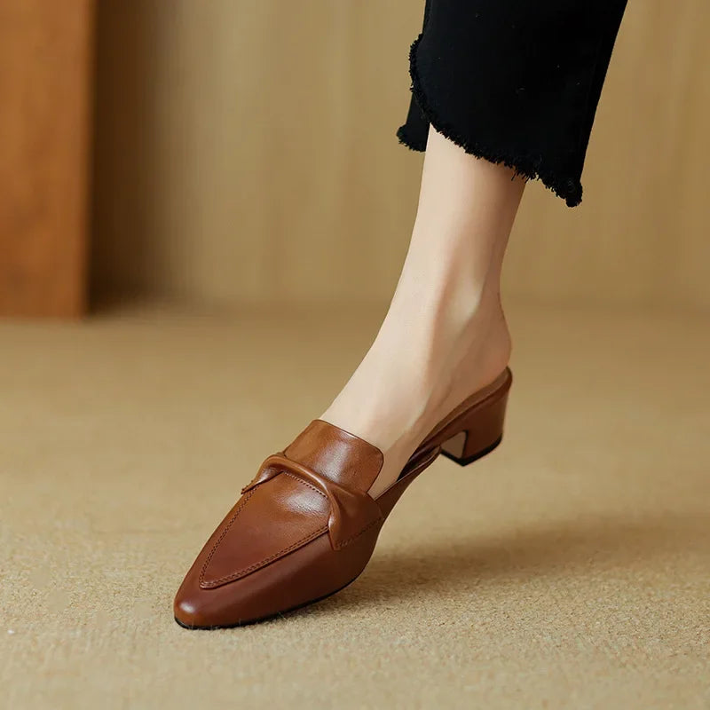 Marcella | Pointed Mules with Bow