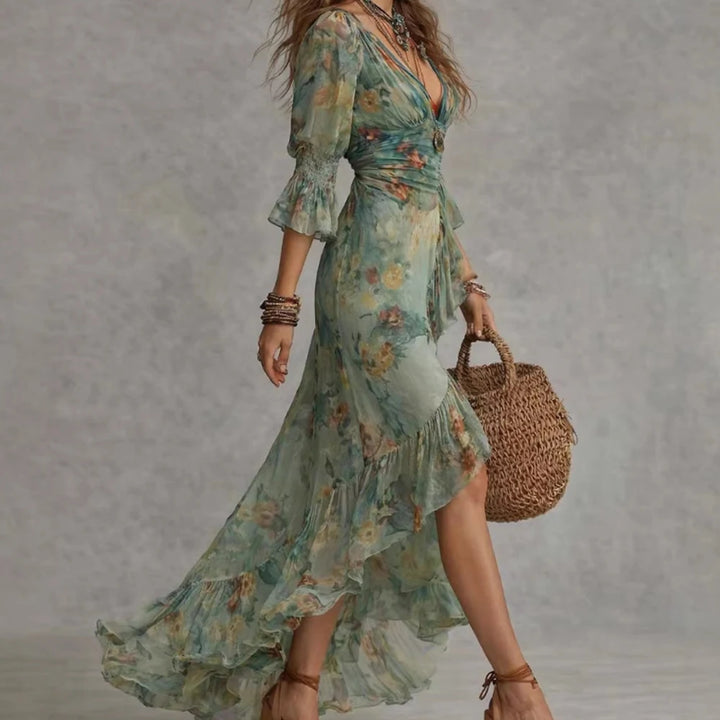 Marigold | Floral Ruffle Maxi Dress