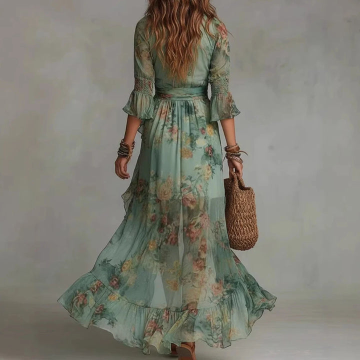 Marigold | Floral Ruffle Maxi Dress
