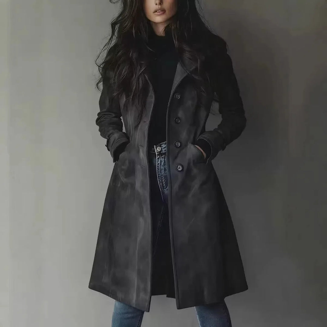 Cordelia | Turned-Collar Longline Trench Coat