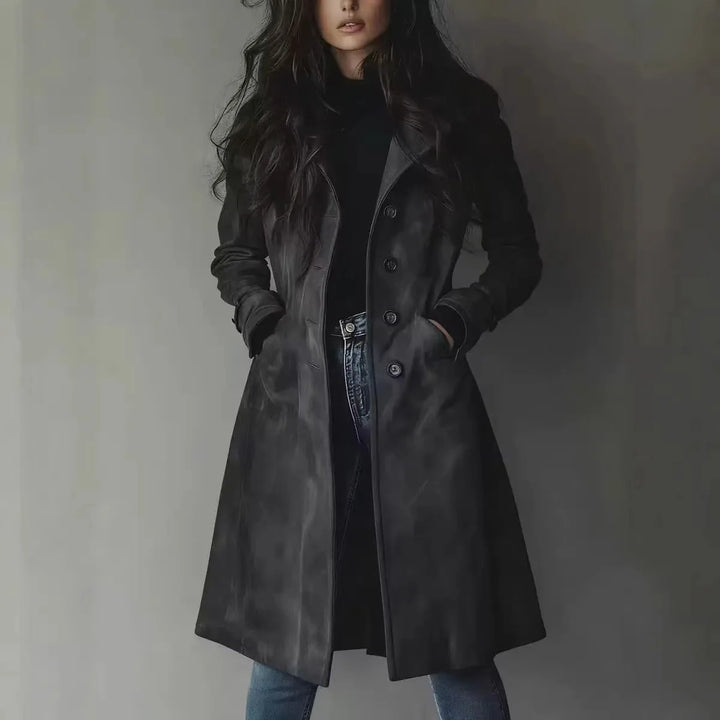 Cordelia | Turned-Collar Longline Trench Coat