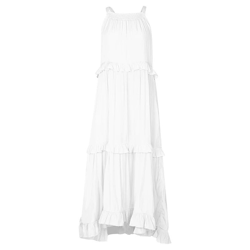 Wilhelmina | Ruffle Tiered Halter Maxi Dress