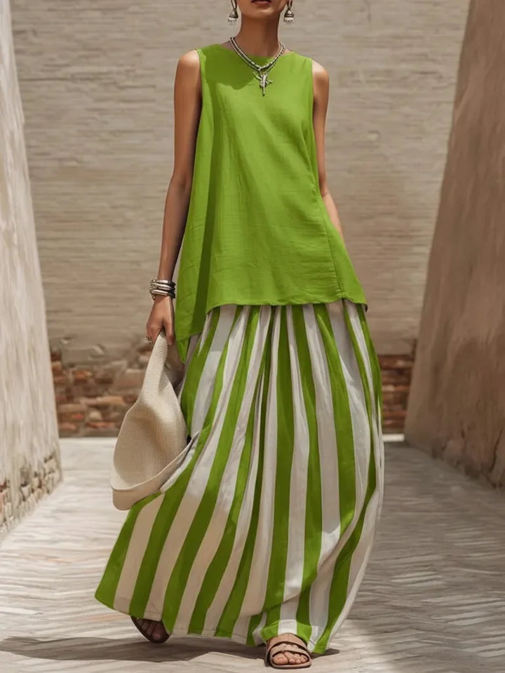 Marnie | Striped High-Waist Skirt Two-Piece Set