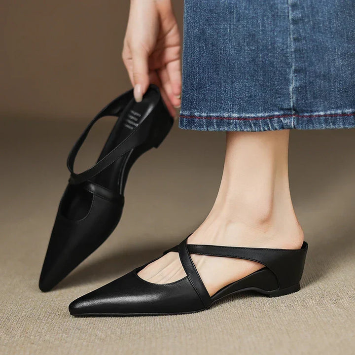 Carmela | Pointed Mules with Crossed Straps