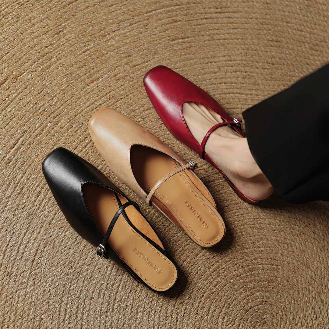 Carol | Mary Jane Mules with Square Toe
