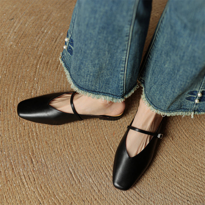 Carol | Mary Jane Mules with Square Toe