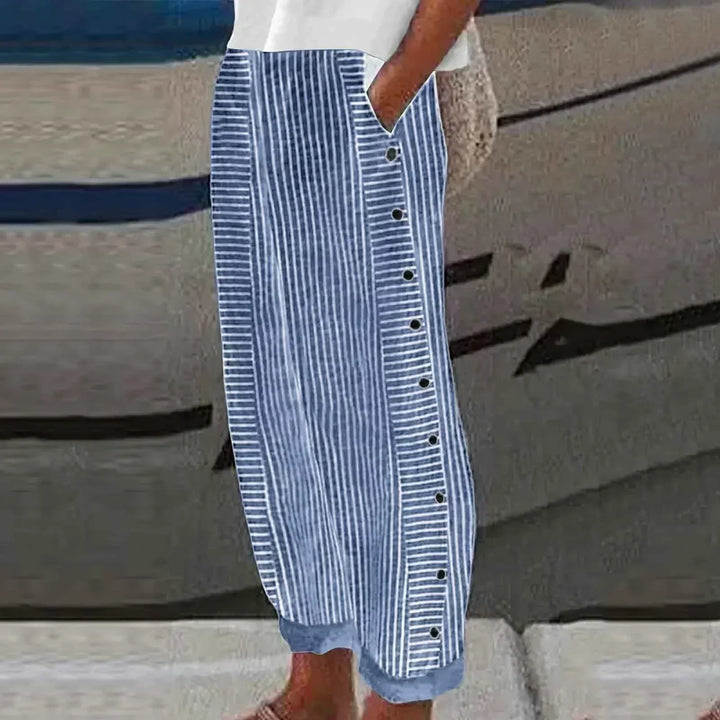 Sharon - Striped Seabreeze Button-Up Trousers
