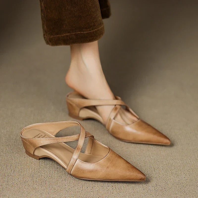 Carmela | Pointed Mules with Crossed Straps