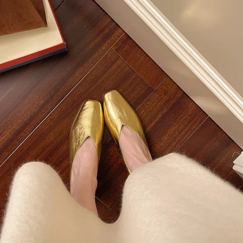 Beatrice | Metallic Mules with Square Toe
