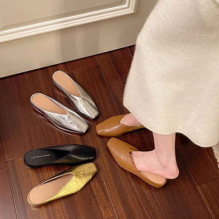 Beatrice | Metallic Mules with Square Toe