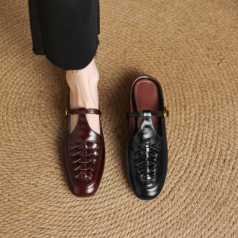 Riza | Woven Mules with Strap