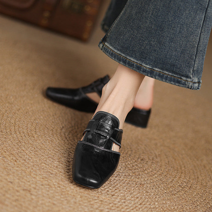 Carolina | Mules with Strap and Square Toe