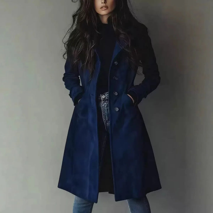 Cordelia | Turned-Collar Longline Trench Coat