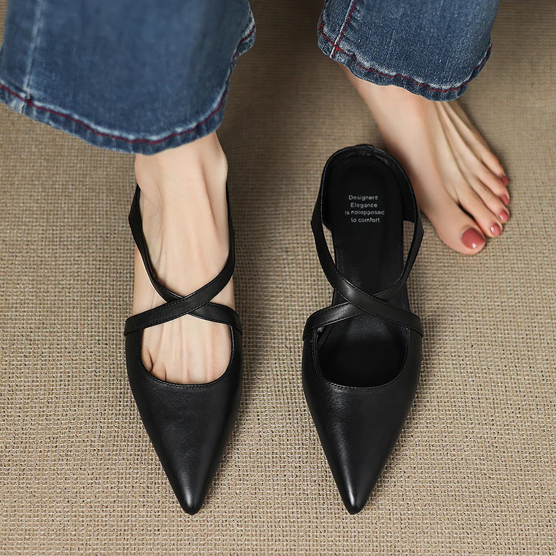 Carmela | Pointed Mules with Crossed Straps