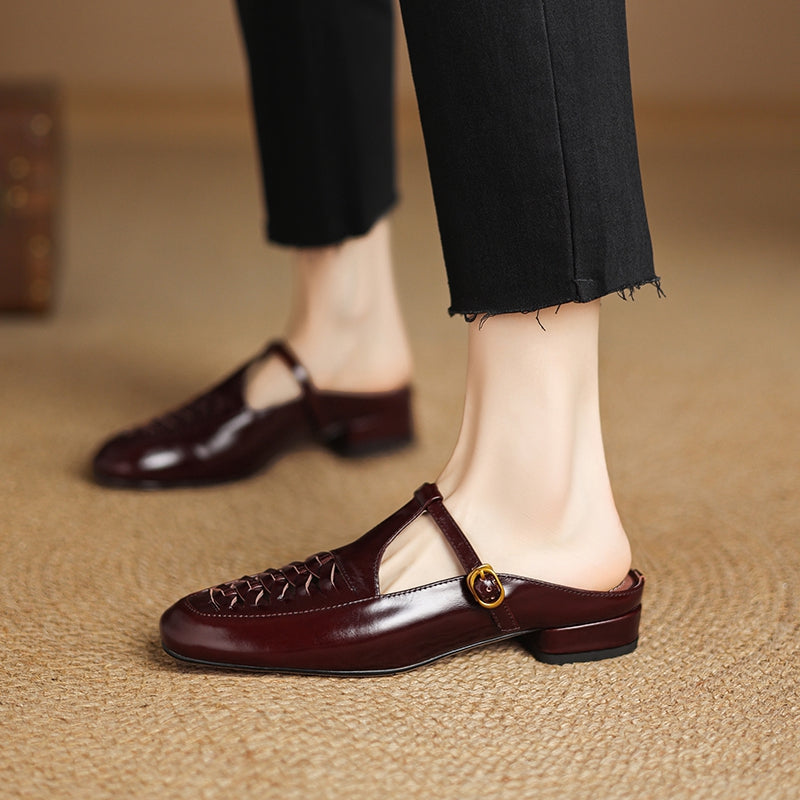 Riza | Woven Mules with Strap