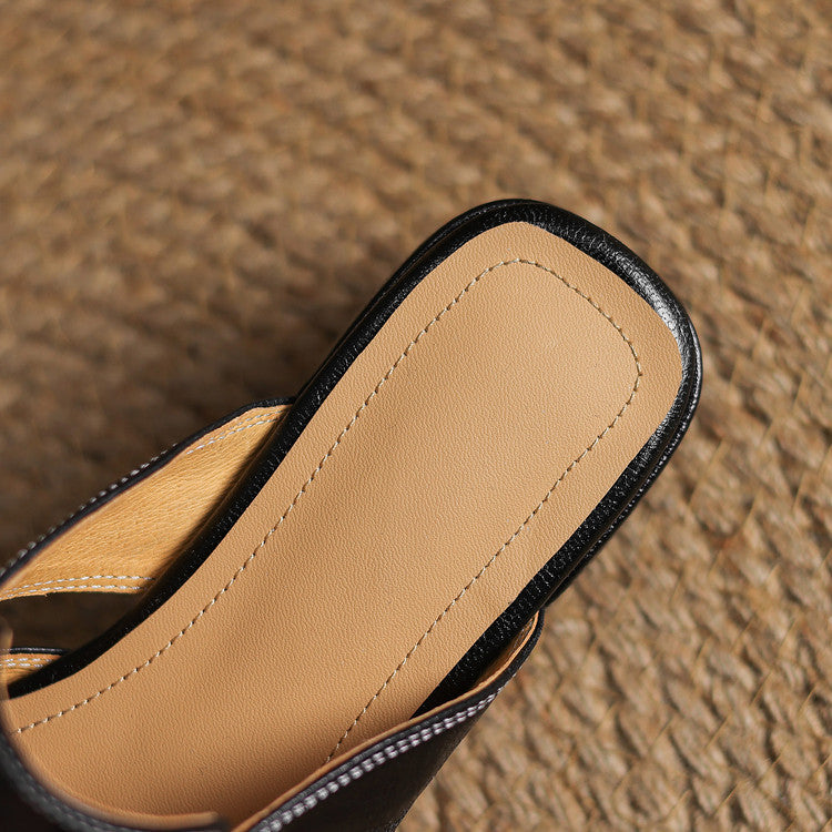 Carolina | Mules with Strap and Square Toe