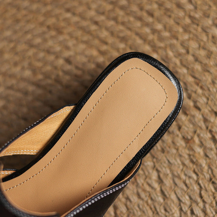 Carolina | Mules with Strap and Square Toe