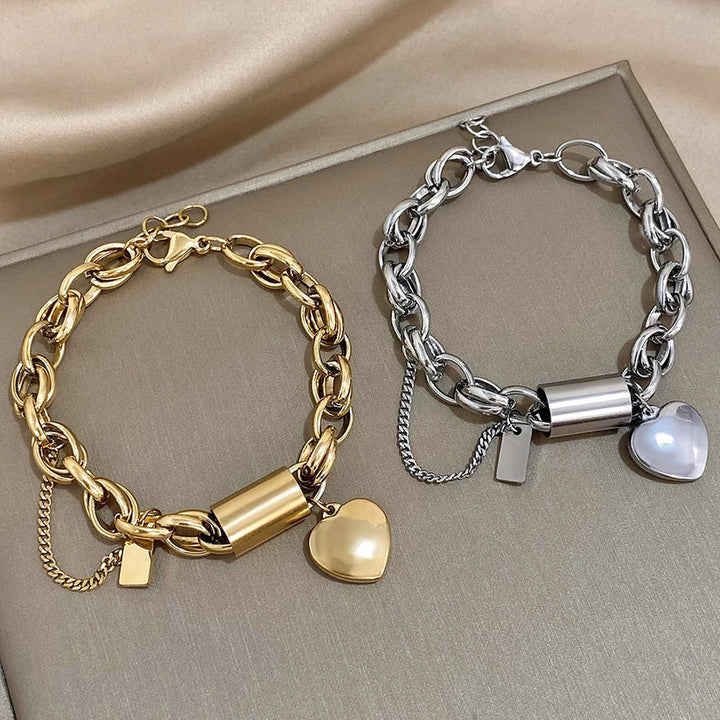 Chunky Heart Charm Bracelet