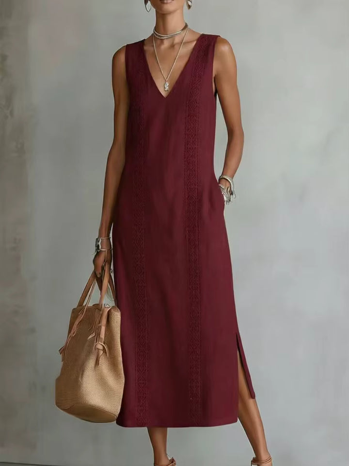 Simone | Halter Neck Maxi Dress with Side Slit