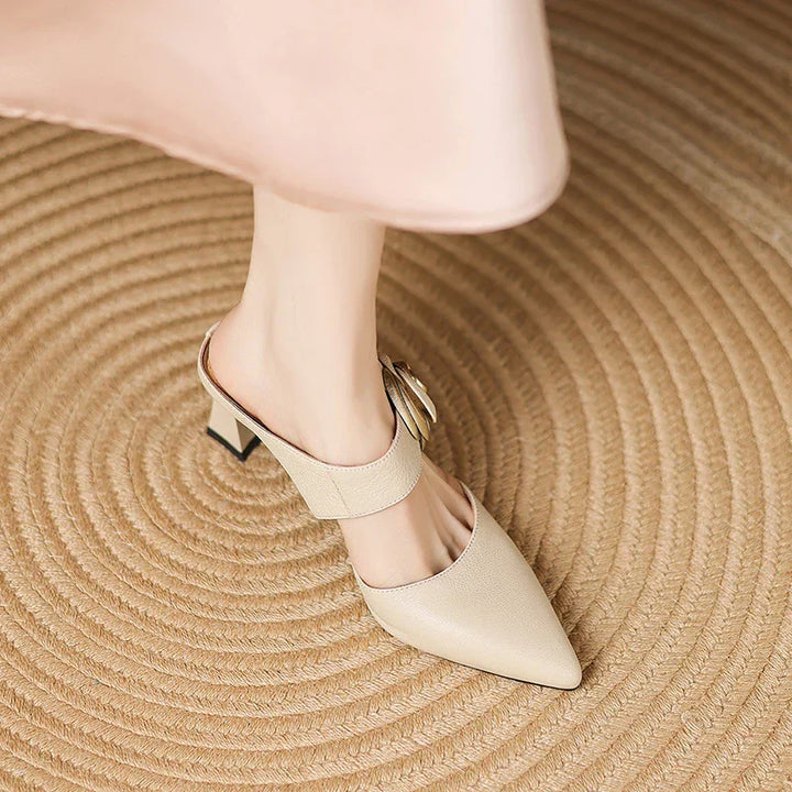 Alexis | Pointed Mules with Rose
