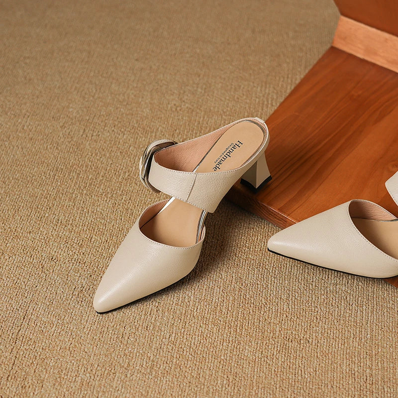 Alexis | Pointed Mules with Rose