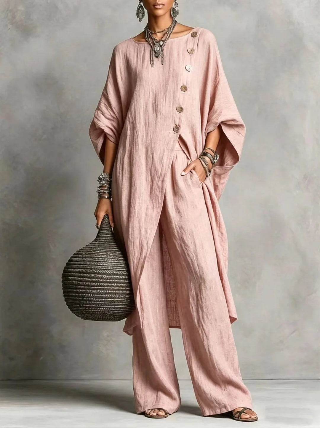 Romy | Two-Piece Tunic and Wide Trousers Set