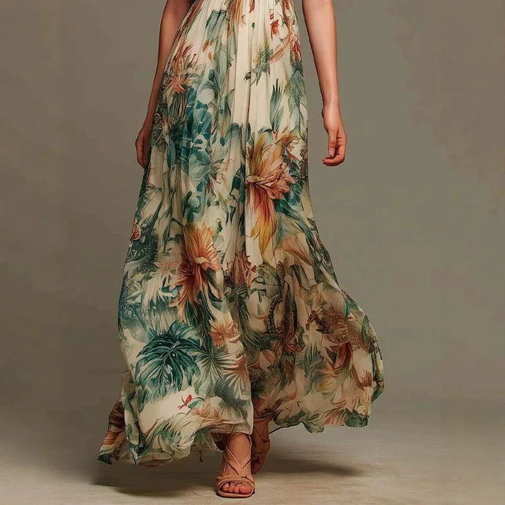 Isadora | Floral Ruched Mock Neck Maxi Dress