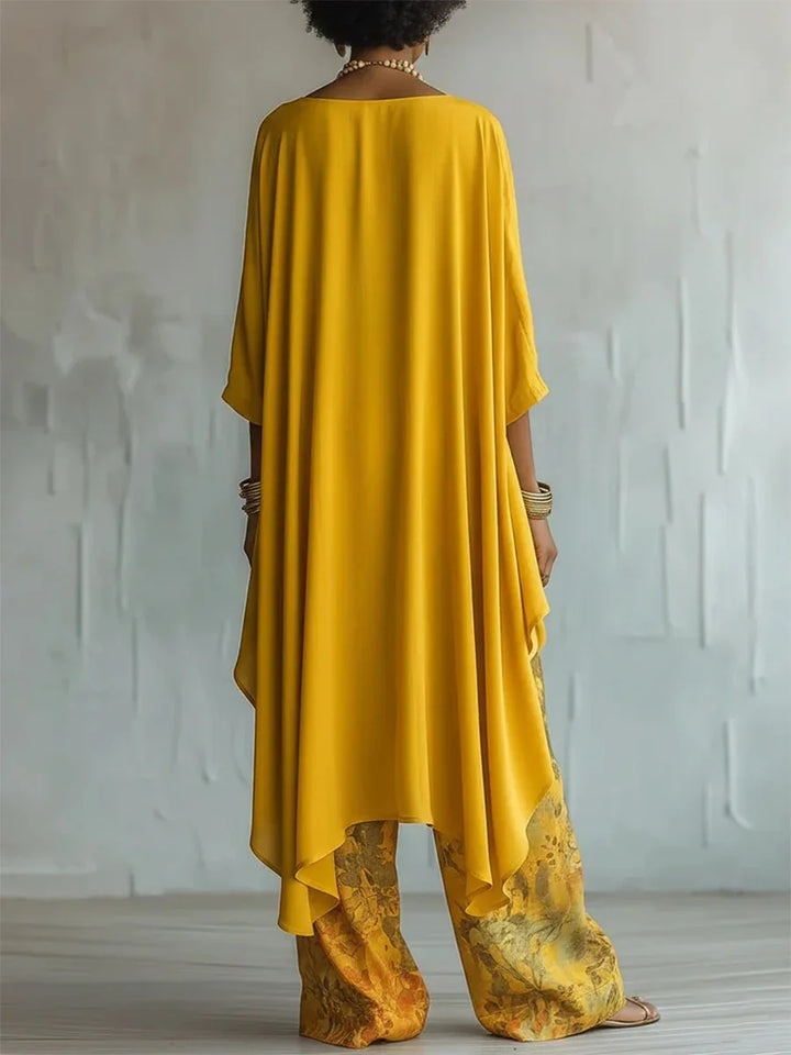 Odile | Extended Top & Printed Wide-Leg Trousers Set